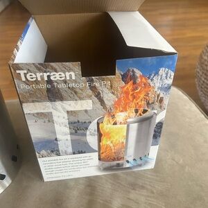 Terraen Silver Tabletop Fire Pit New in box